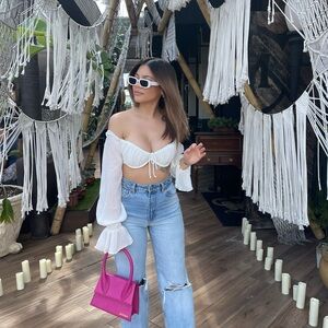 White Fox Boutique Off the Shoulder Crop Top